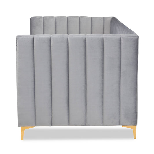 Baxton Studio - Oksana Twin Size Bed in Light grey/Gold - CF0344-Light Grey Daybed-Twin view 2