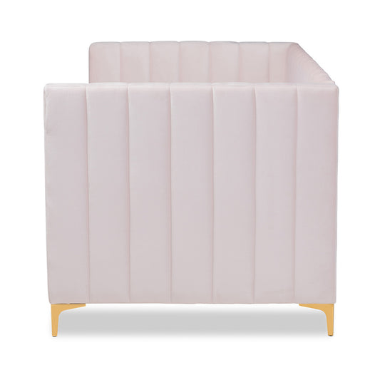 Baxton Studio - Oksana Twin Size Bed in Light pink/Gold - CF0344-Light Pink Daybed-Twin view 2