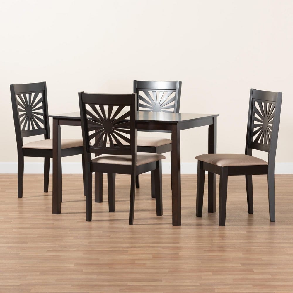 Baxton Studio - Olympia Dining Set in Beige/Espresso Brown - RH386C-Sand/Dark Brown-5PC Dining Set view 9