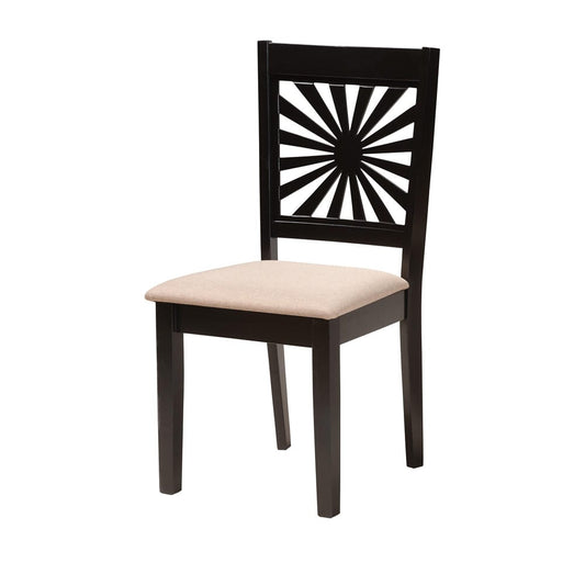 Baxton Studio - Olympia Dining Set in Beige/Espresso Brown - RH386C-Sand/Dark Brown-6PC Dining Set view 2