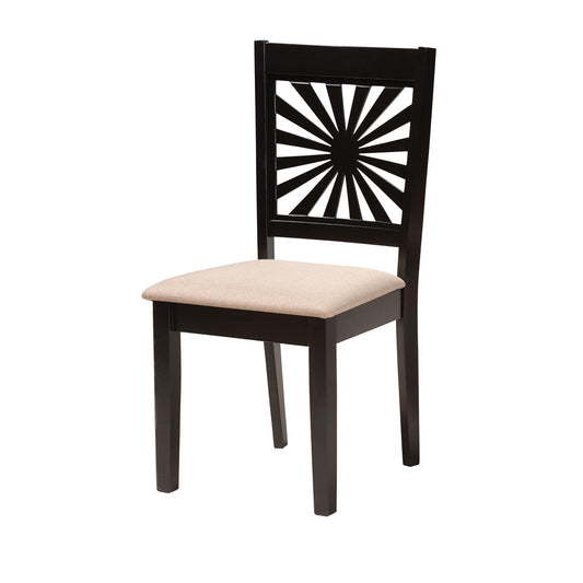 Baxton Studio - Olympia Dining Set in Beige/Espresso Brown - RH386C-Sand/Dark Brown-7PC Dining Set view 2