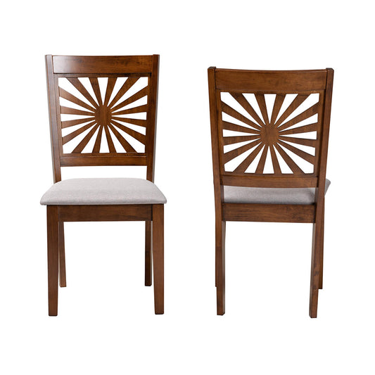 Baxton Studio - Olympia Set of 2 Dining Chairs in Grey/Walnut Brown - RH386C-Grey/Walnut-DC-2PK view 2