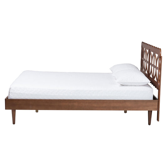 Baxton Studio - Onyeka Queen Size Bed in Ash Walnut - Onyeka-Ash Walnut-Queen view 2