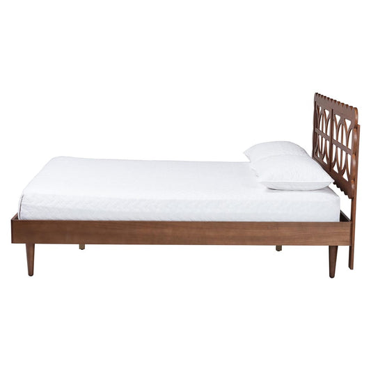 Baxton Studio - Onyeka Queen Size Bed in Ash Walnut - Onyeka-Ash Walnut-Queen view 2