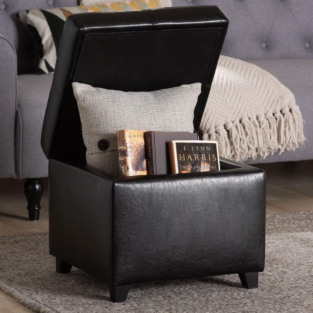 Baxton Studio - Ottoman in Black - 0380-023-black view 9