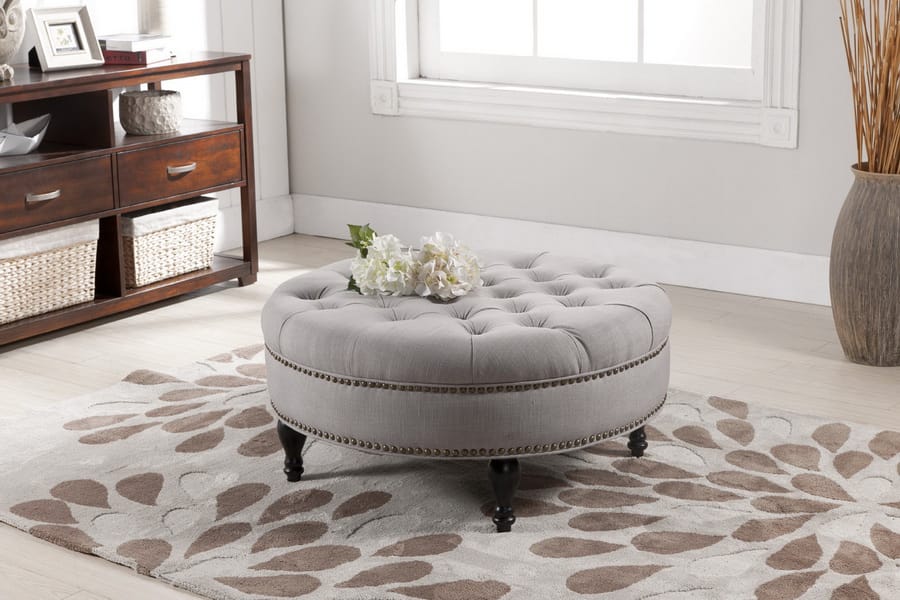 Baxton Studio - Palfrey Ottoman in Beige - 531-Beige-OTTO view 3