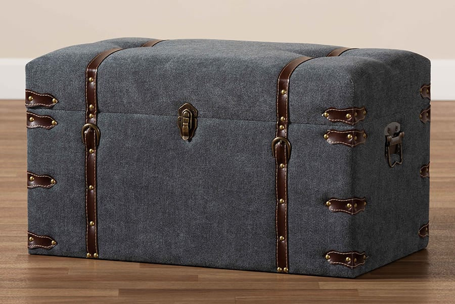 Baxton Studio - Palma Ottoman in Grey/Brown - JY20A10L-Grey-Trunk Otto view 10