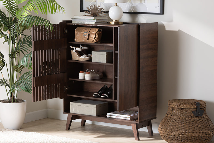 Baxton Studio - Paricia Shoe Cabinet in Walnut Brown - SESC70340WI-CLB-Shoe Cabinet view 10