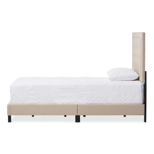 Baxton Studio - Paris Twin Size Bed in Beige - WA1212-Twin-Beige view 2