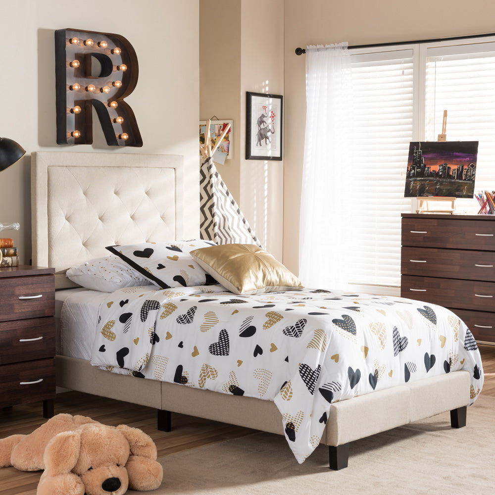 Baxton Studio - Paris Twin Size Bed in Beige - WA1212-Twin-Beige view 5
