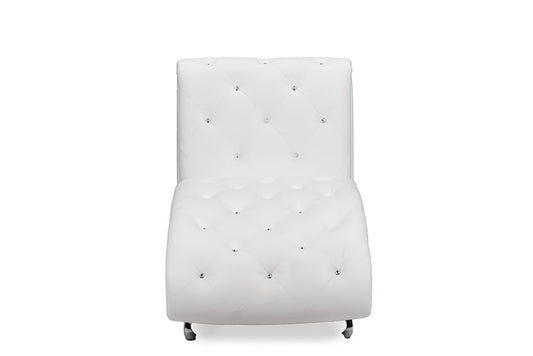Baxton Studio - Pease Living Room Chair in White - BBT5187-White-Chaise view 2