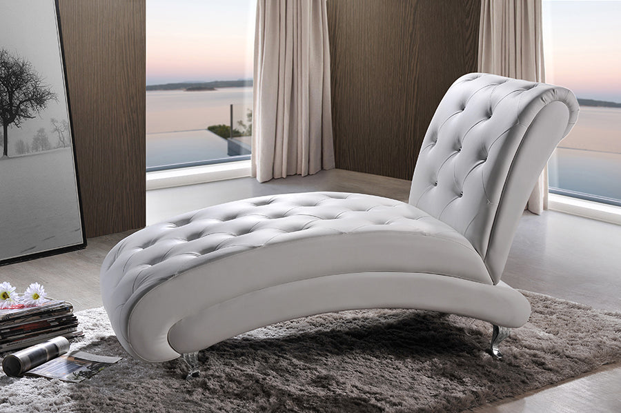 Baxton Studio - Pease Living Room Chair in White - BBT5187-White-Chaise view 5