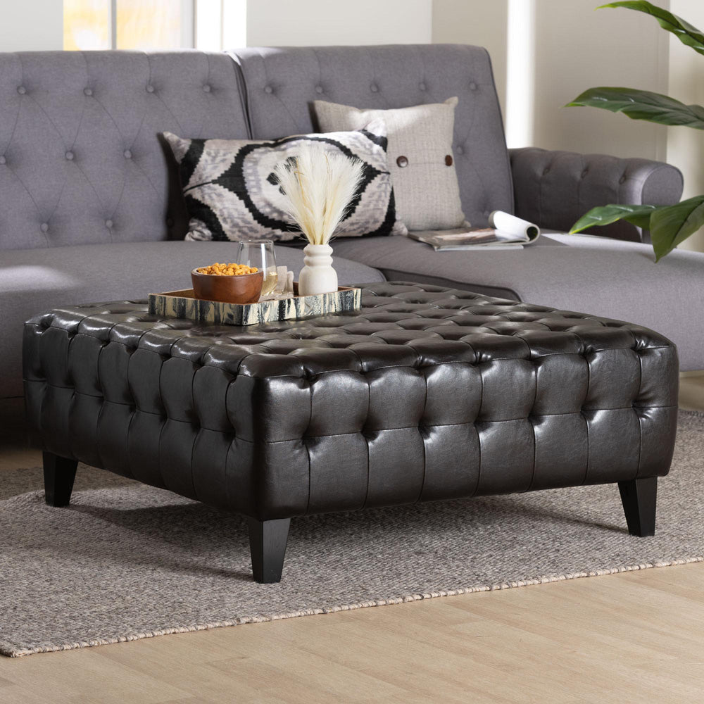 Baxton Studio - Pemberly Ottoman in Dark Brown - TA1235-Dark Brown view 6