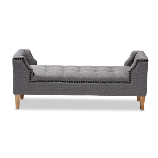 Baxton Studio - Perret Bench in Gray - TSF7739-Grey/Natural Oak-Bench view 2