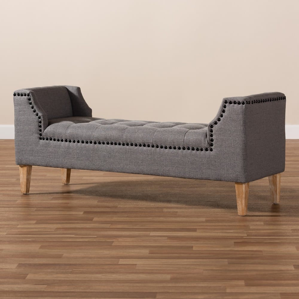 Baxton Studio - Perret Bench in Gray - TSF7739-Grey/Natural Oak-Bench view 8