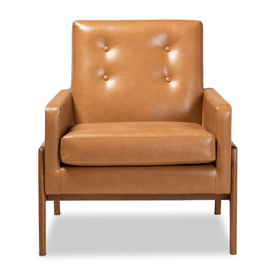 Baxton Studio - Perris Chair in Tan/walnut brown - BBT8042-Tan/Walnut-CC view 2