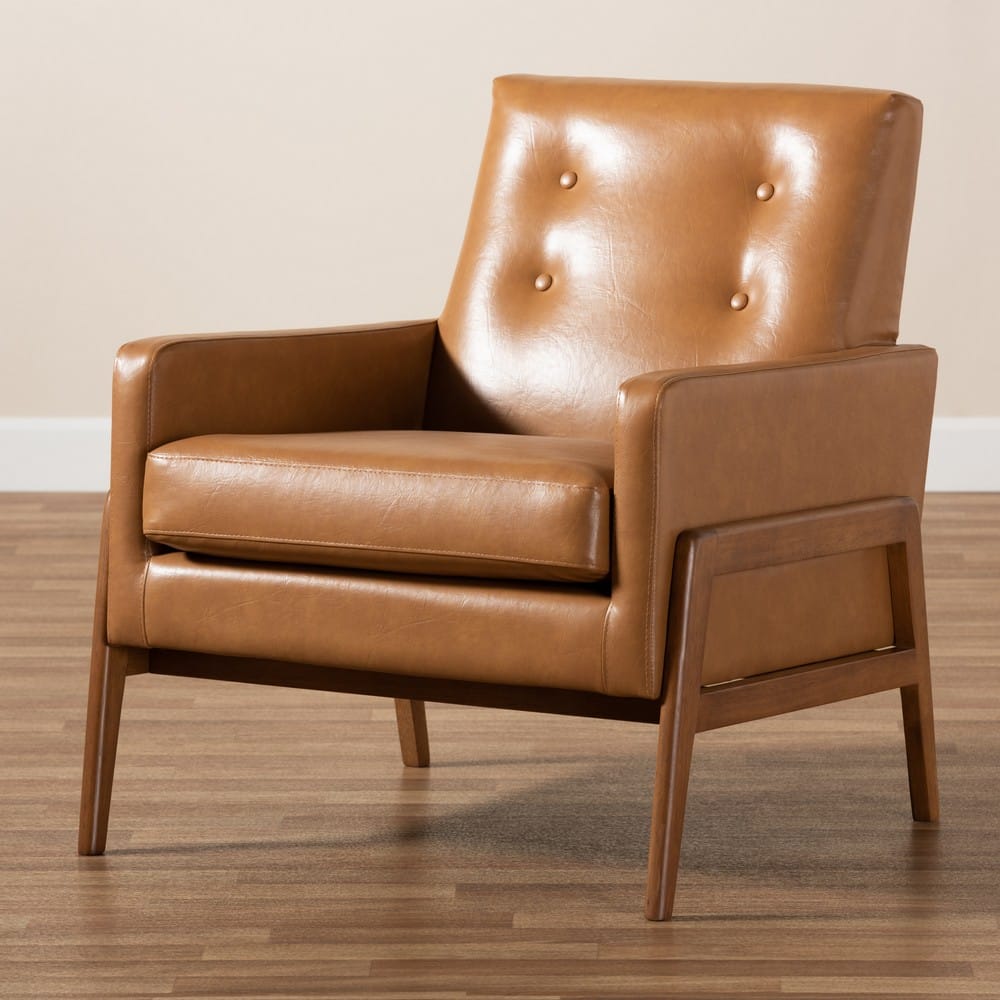 Baxton Studio - Perris Chair in Tan/walnut brown - BBT8042-Tan/Walnut-CC view 8