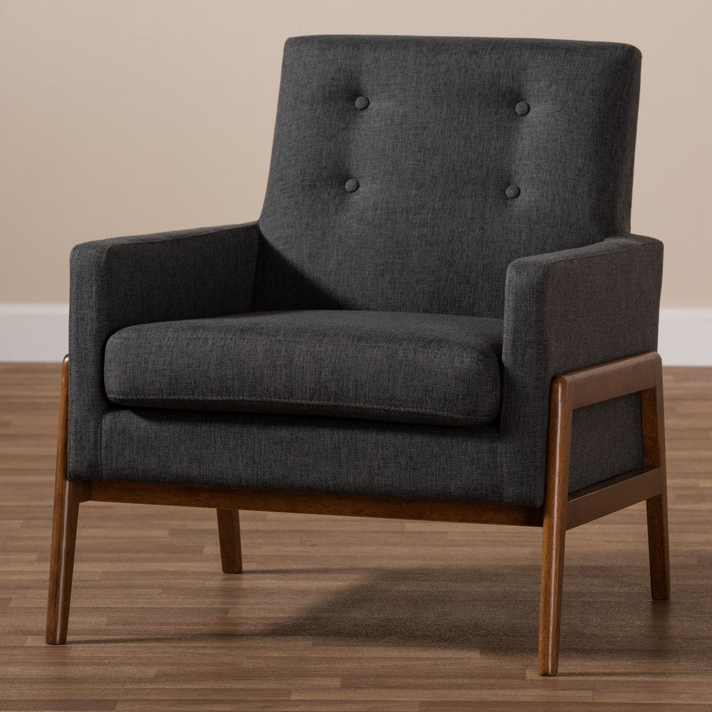 Baxton Studio - Perris Living Room Chair in Dark Grey - BBT8042-Dark Grey-CC view 8