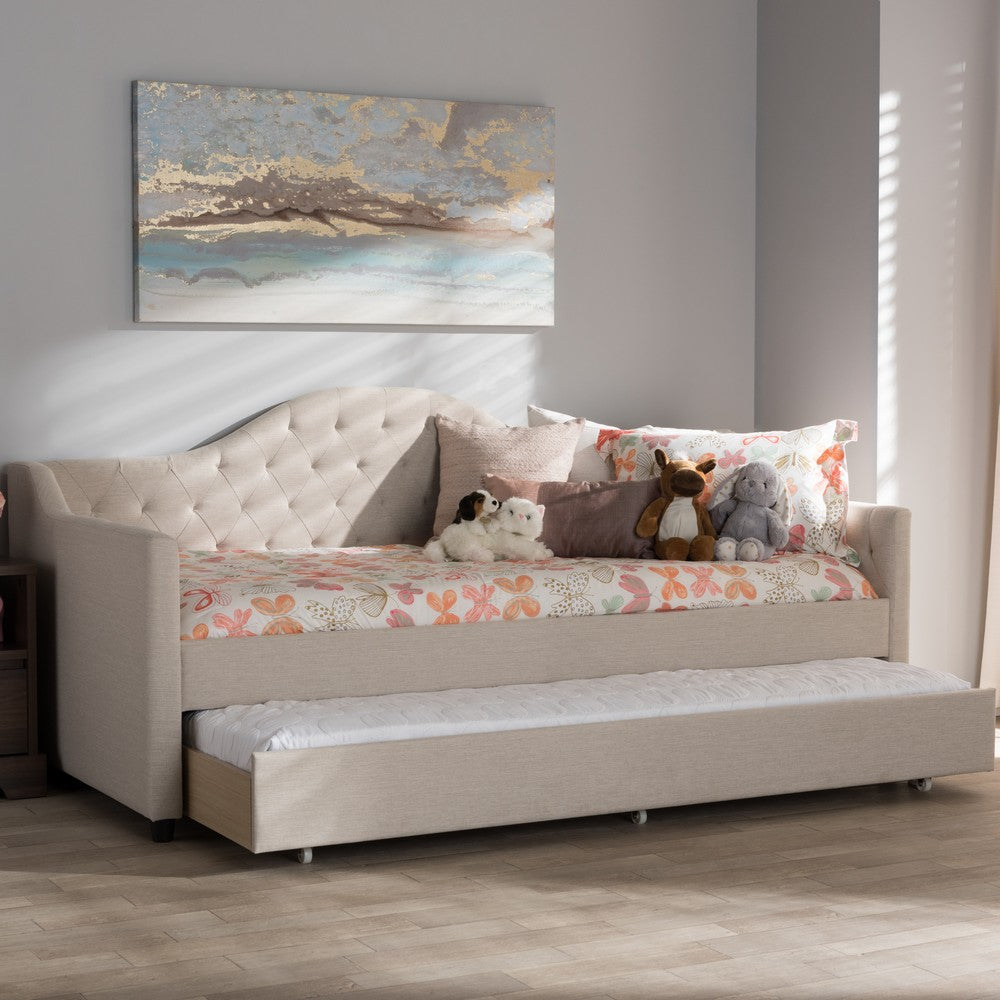 Baxton Studio - Perry Daybed in Light Beige - CF8940-Light Beige-Daybed view 10