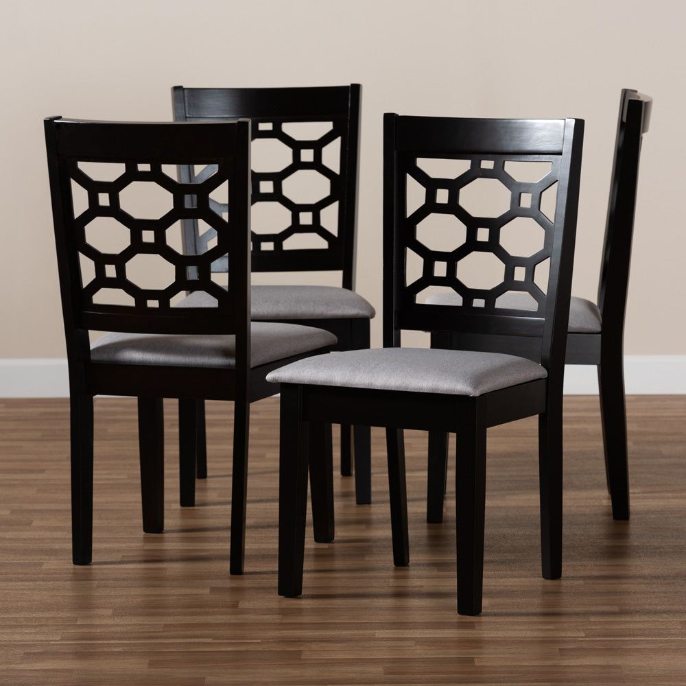 Baxton Studio - Peter Set of 4 Dining Chairs in Grey/Dark brown - RH335C-Grey/Dark Brown-DC-4PK view 5