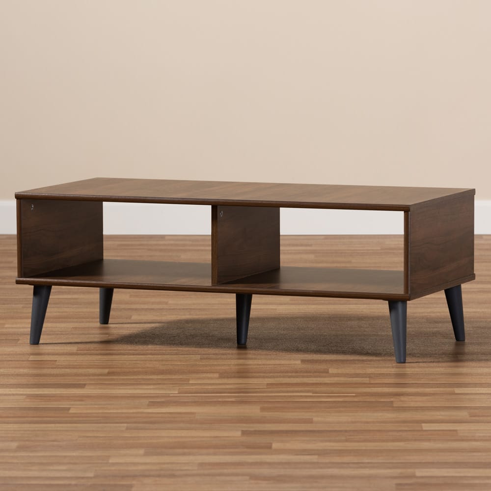 Baxton Studio - Pierre Coffee Table in Walnut Brown/Dark Grey - SECFT3001-Columbia Brown/Dark Grey-CT view 6