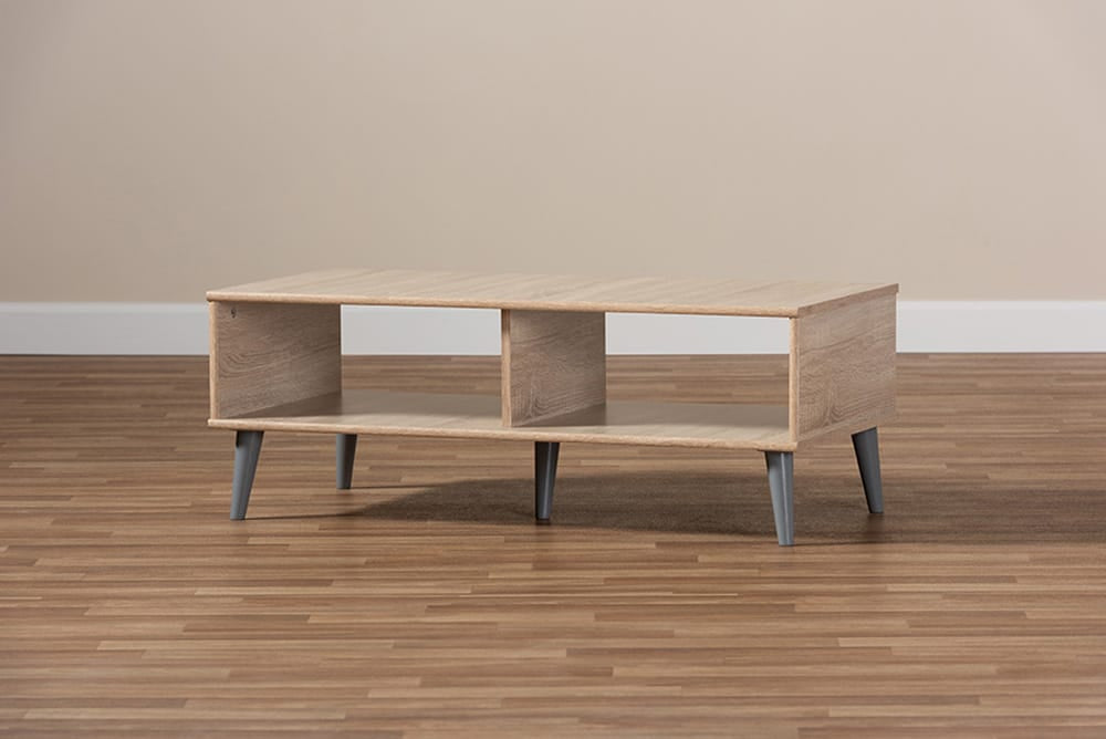 Baxton Studio - Pierre Coffee Table - SECFT3001-Hana Oak/Light Grey-CT view 6