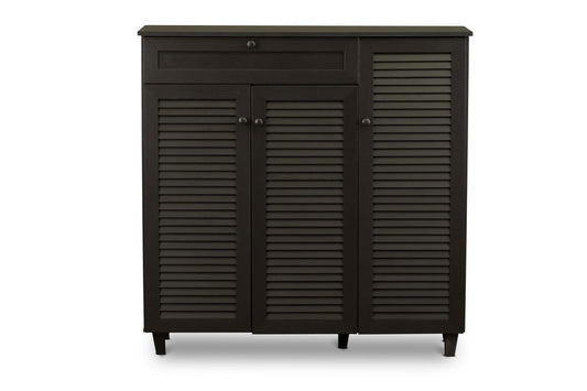 Baxton Studio - Pocillo Shoe Cabinet in Dark Brown - FP-05LV-Espresso view 2