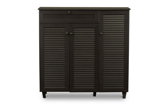 Baxton Studio - Pocillo Shoe Cabinet in Dark Brown - FP-05LV-Espresso view 2