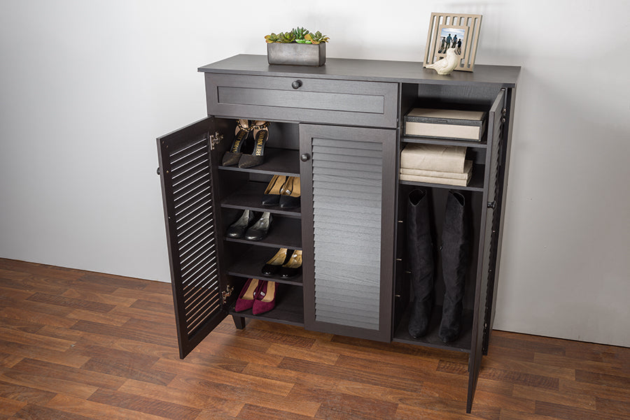 Baxton Studio - Pocillo Shoe Cabinet in Dark Brown - FP-05LV-Espresso view 8