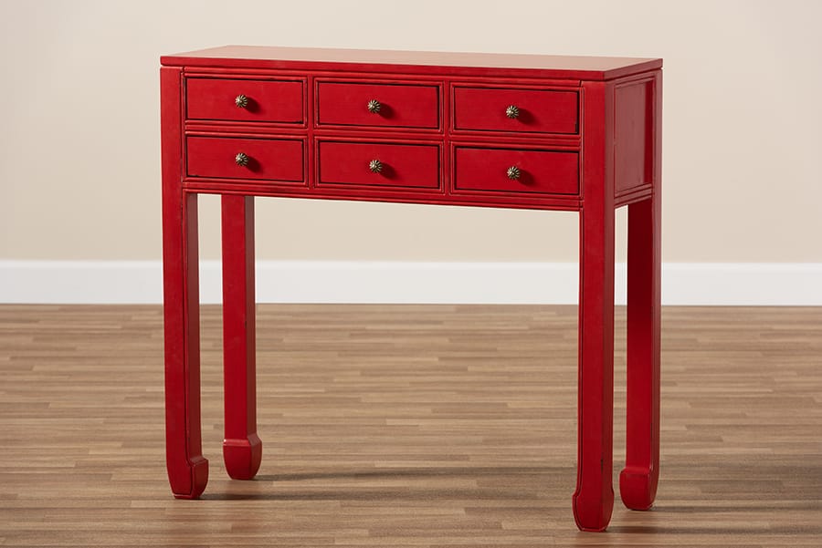Baxton Studio - Pomme Console Table in Red - MIN18-Red-ST view 10