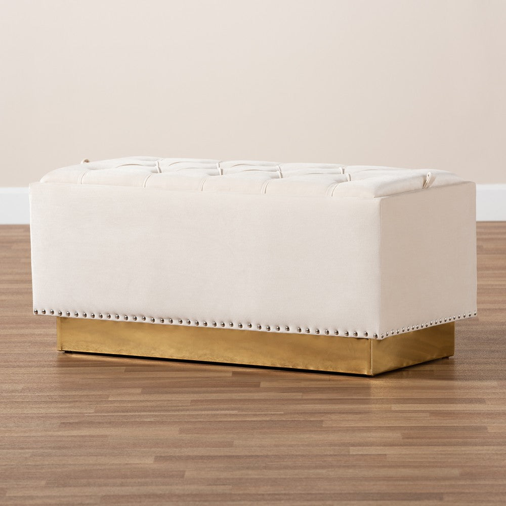 Baxton Studio - Powell Ottoman in Beige/gold - WS-2019-Beige Velvet/Gold-Otto view 9