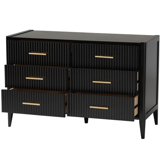 Baxton Studio - Primrose Dresser in Black - SW8000-66D6D-6DW-Black-Dresser view 2