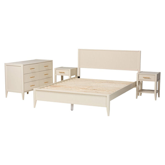Baxton Studio - Primrose King Bedroom Set in Ivory - SW8596-Ivory-4PC King Bedroom Set view 2