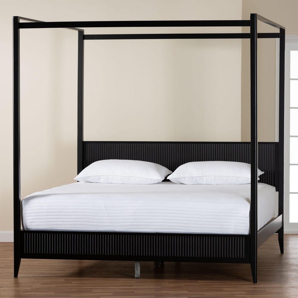 Baxton Studio - Primrose King Size Bed in Black - SW8609-Black-CaNopy King view 8