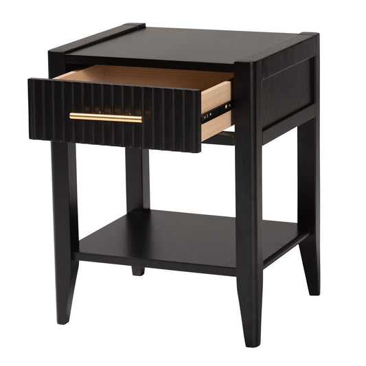 Baxton Studio - Primrose Nightstand in Black - SW8000-66NS-Black-NS view 2