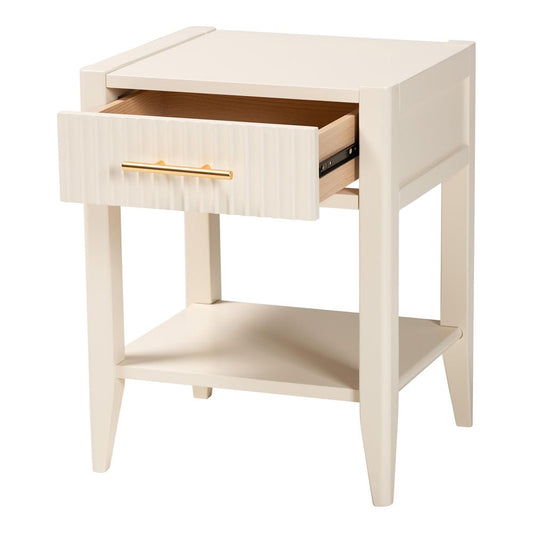 Baxton Studio - Primrose Nightstand in Ivory - SW8000-66NS-Ivory-NS view 2