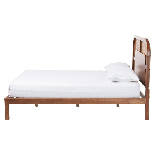 Baxton Studio - Raewyn Queen Size Bed in Walnut Brown/Brown - MG0255-5703R Rattan/Walnut-Queen view 2