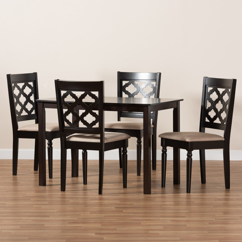 Baxton Studio - Ramiro Dining Set in Sand/Dark Brown - RH336C-Sand/Dark Brown-5PC Dining Set view 8