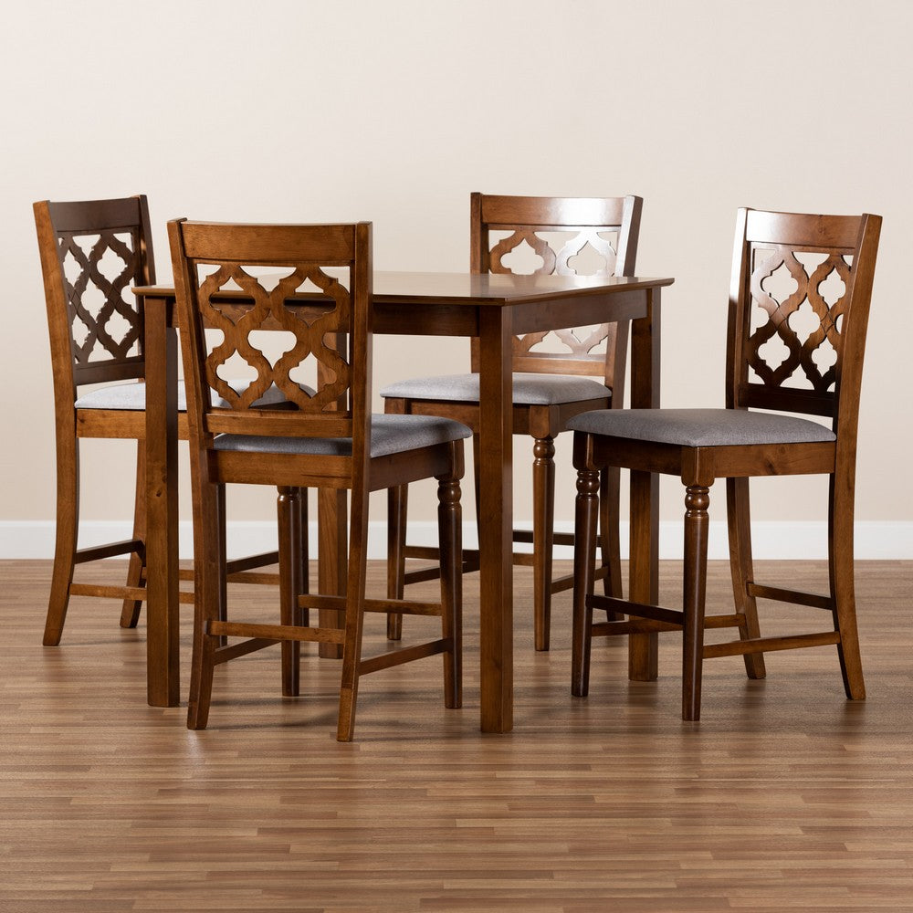 Baxton Studio - Ramiro Pub Set in Grey/Walnut Brown - RH336P-Grey/Walnut-5PC Pub Set view 8