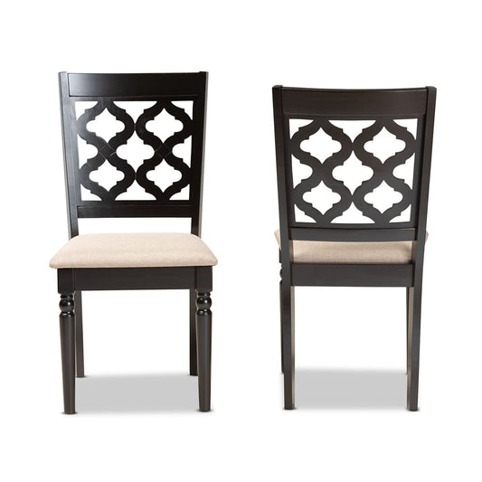 Baxton Studio - Ramiro Set of 2 Dining Chairs in Sand/Dark Brown - RH336C-Sand/Dark Brown-DC-2PK view 2