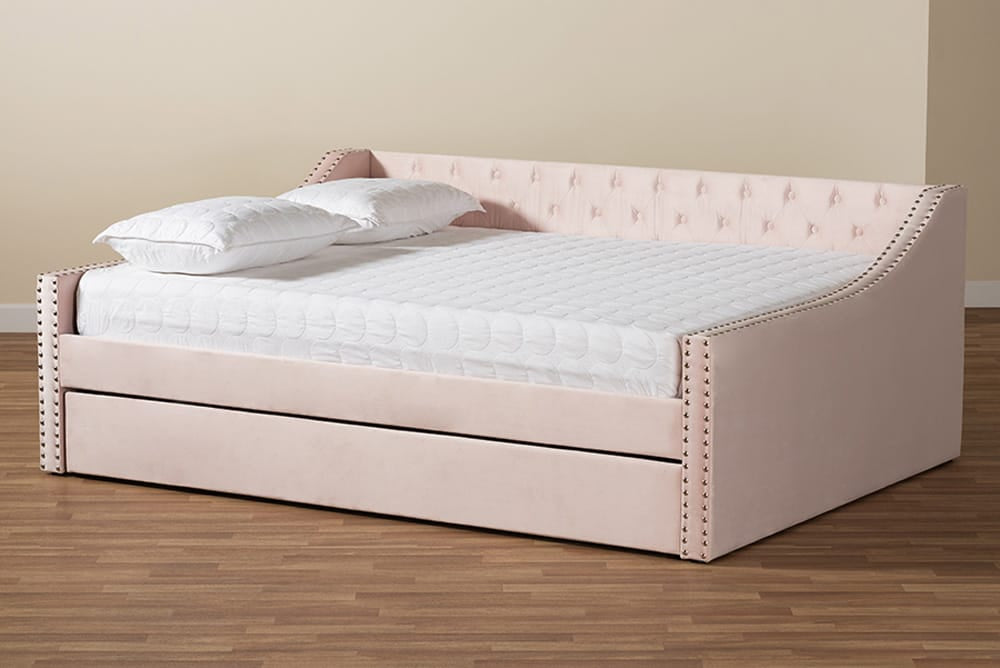Baxton Studio - Raphael Daybed - CF9228 -Pink Velvet-Daybed-F/T view 10