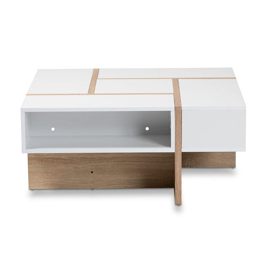 Baxton Studio - Rasa Coffee Table in White/Oak - CT8004-White/Oak-CT view 2