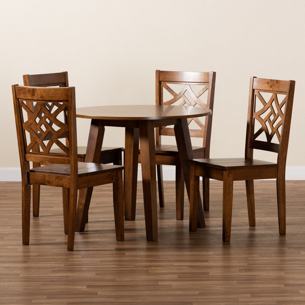 Baxton Studio - Rava Dining Set in Walnut Brown - Rava-Walnut-5PC Dining Set view 8