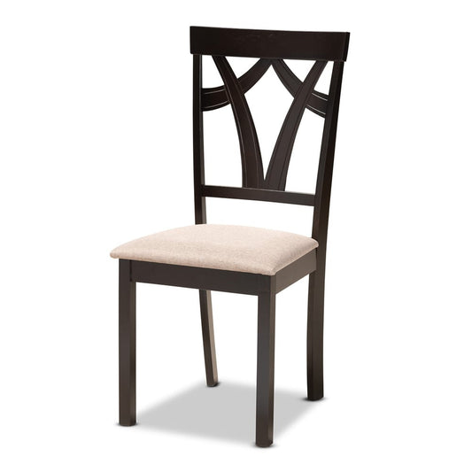 Baxton Studio - Reagan Dining Set in Sand/Dark Brown - Reagan-Dark Brown/Sand-5PC Dining Set view 2