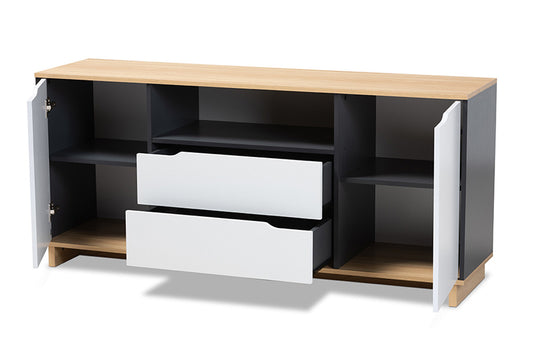Baxton Studio - Reed Sideboard - MPC8005-Oak/Grey/White-Sideboard view 2