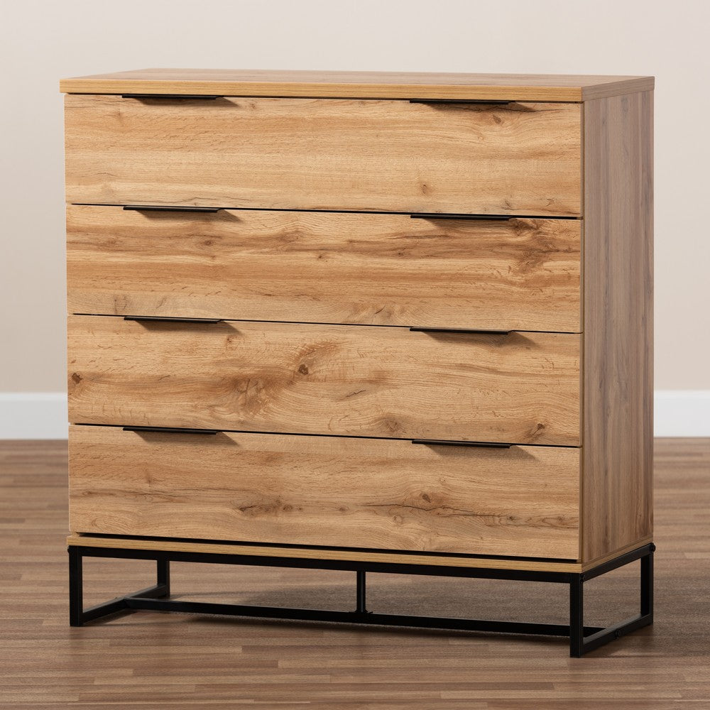 Baxton Studio - Reid Dresser in Oak/Black - CH8000-Oak/Black-4DW-Dresser view 9