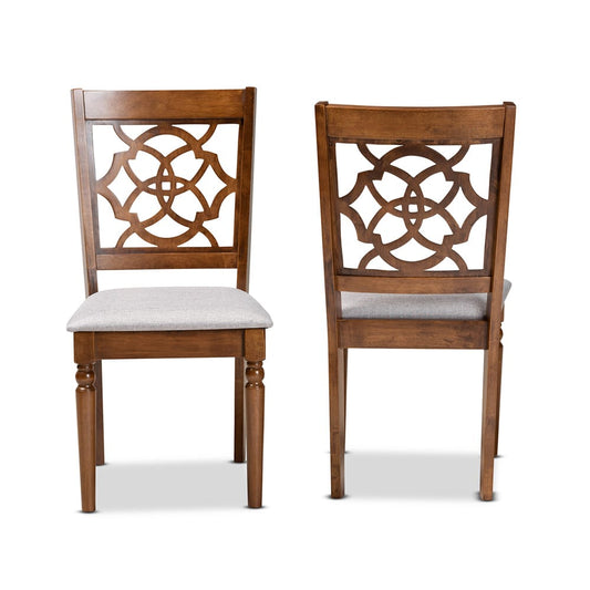 Baxton Studio - Renaud Set of 2 Dining Chairs in Grey/Walnut Brown - RH332C-Grey/Walnut-DC-2PK view 2