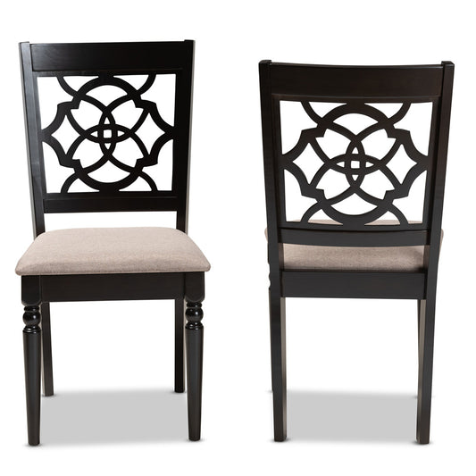 Baxton Studio - Renaud Set of 2 Dining Chairs in Sand/Dark Brown - RH332C-Sand/Dark Brown-DC-2PK view 2