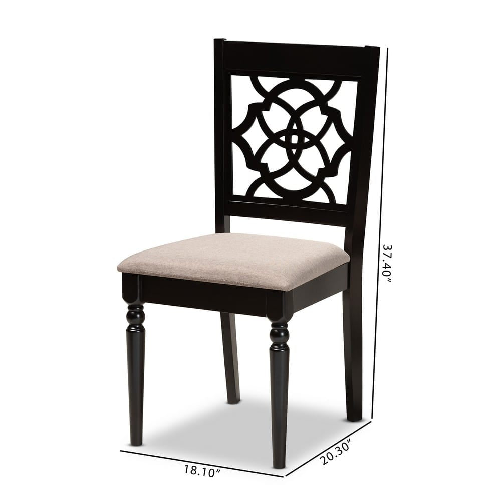 Baxton Studio - Renaud Set of 2 Dining Chairs in Sand/Dark Brown - RH332C-Sand/Dark Brown-DC-2PK view 8