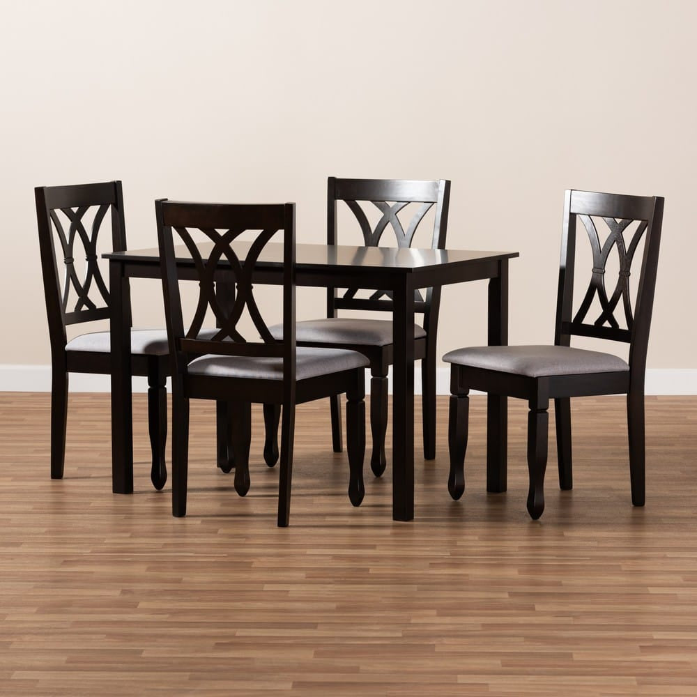 Baxton Studio - Reneau Dining Set in Gray/Espresso - RH316C-Grey/Dark Brown-5PC Dining Set view 4